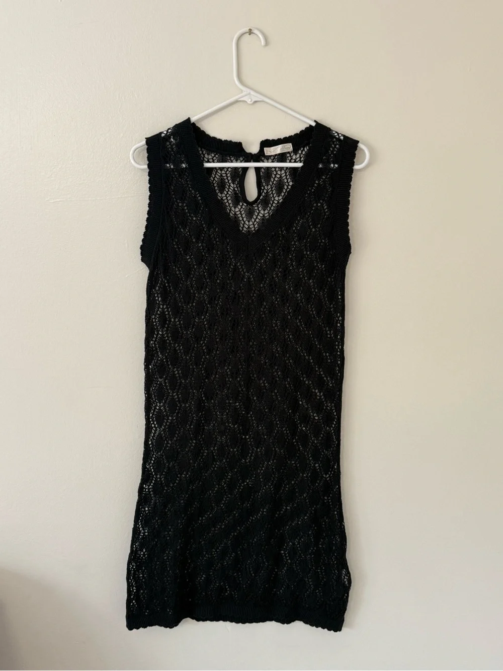 Vintage Y2K Old Navy Black Crocheted Dress Cover Up Sz Lg Whimsigoth Emo Witchy - Picture 3 of 10